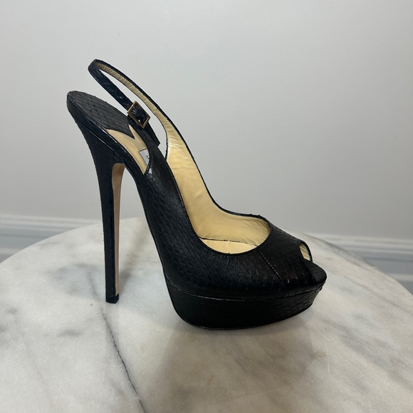 JIMMY CHOO Black Snake Pattern Heels - Picture 3 of 6
